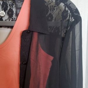 Unique shear top lace open back Large BKE Boutique